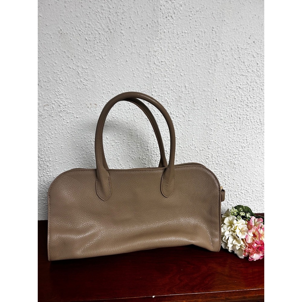 Claudia Firenze Made in Italy Taupe Pebbled Leather Handbag Satchel